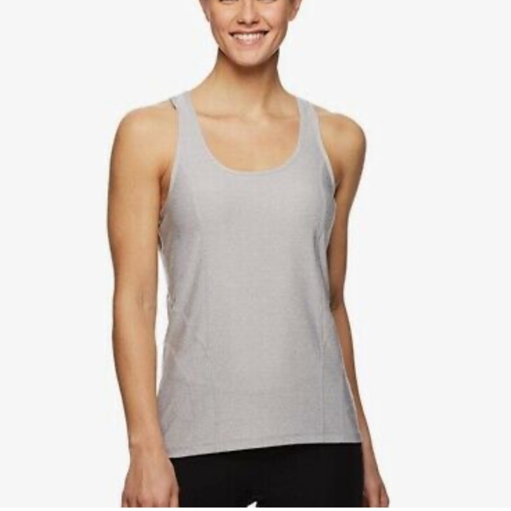 🆕 Reebok distance soft poly singlet razorback, silver gray